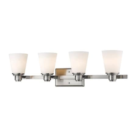 Z-Lite Kayla 4 Light Vanity, Brushed Nickel & Matte Opal 7001-4V-BN